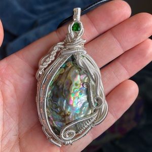 Green Tourmaline and Abalone Necklace